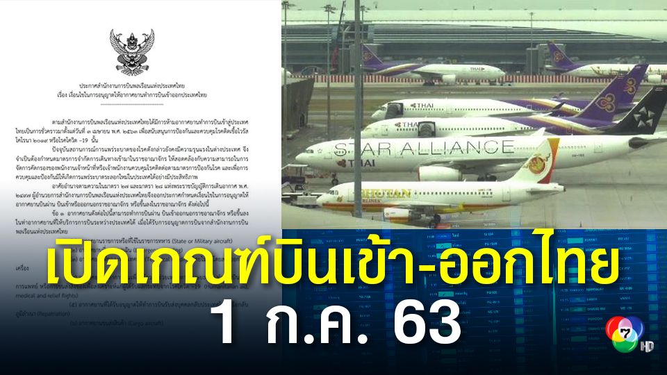 ดีเดย์ กทพ.เปิดเงื่อนไขบินเข้า-ออกไทย เริ่ม 1 ก.ค.นี้ - ช่อง 7