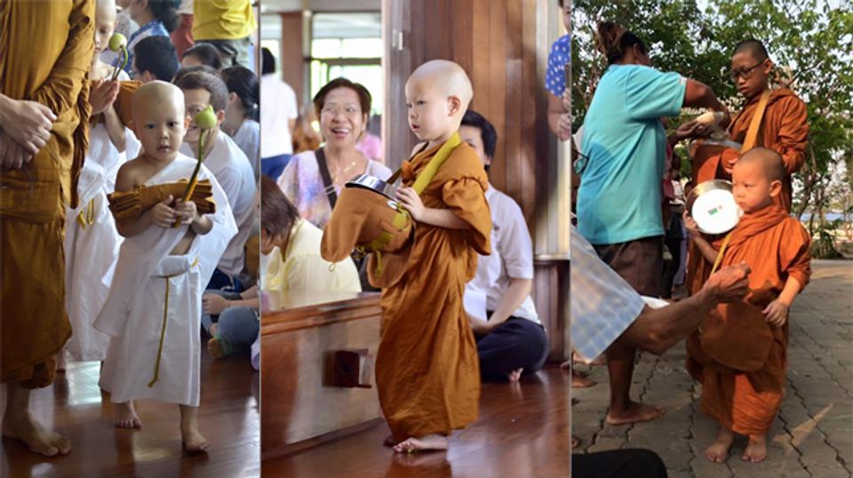 น่ารักมาก! รวมภาพน้องกร เด็กวัดตัวน้อย บวชเป็นสามเณร เดินนำบิณฑบาตทุกเช้า