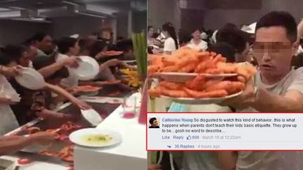 ดังไกลถึงจีน คลิปฉาวนักท่องเที่ยวรุมแย่งตักกุ้งบุฟเฟต์ในไทย ถึงกับวิจารณ์หนัก!