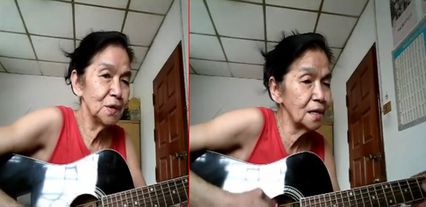 อายุเป็นเพียงตัวเลข! คลิปคุณป้าอารมณ์ดี โชว์ลีลาดีดกีต้าร์ร้องเพลง โด่งดังข้ามคืน