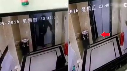 เปิดวงจรปิด! หนุ่มเมาใจร้อนลิฟต์มาช้า กระโดดถีบประตู ก่อนเกิดเหตุไม่คาดฝัน