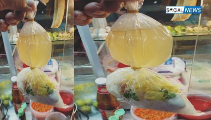 แห่แชร์ภาพ! พ่อค้าก๋วยเตี๋ยวไอเดียเจ๋ง แยกน้ำมัดรวมใส่ถุงเดียว